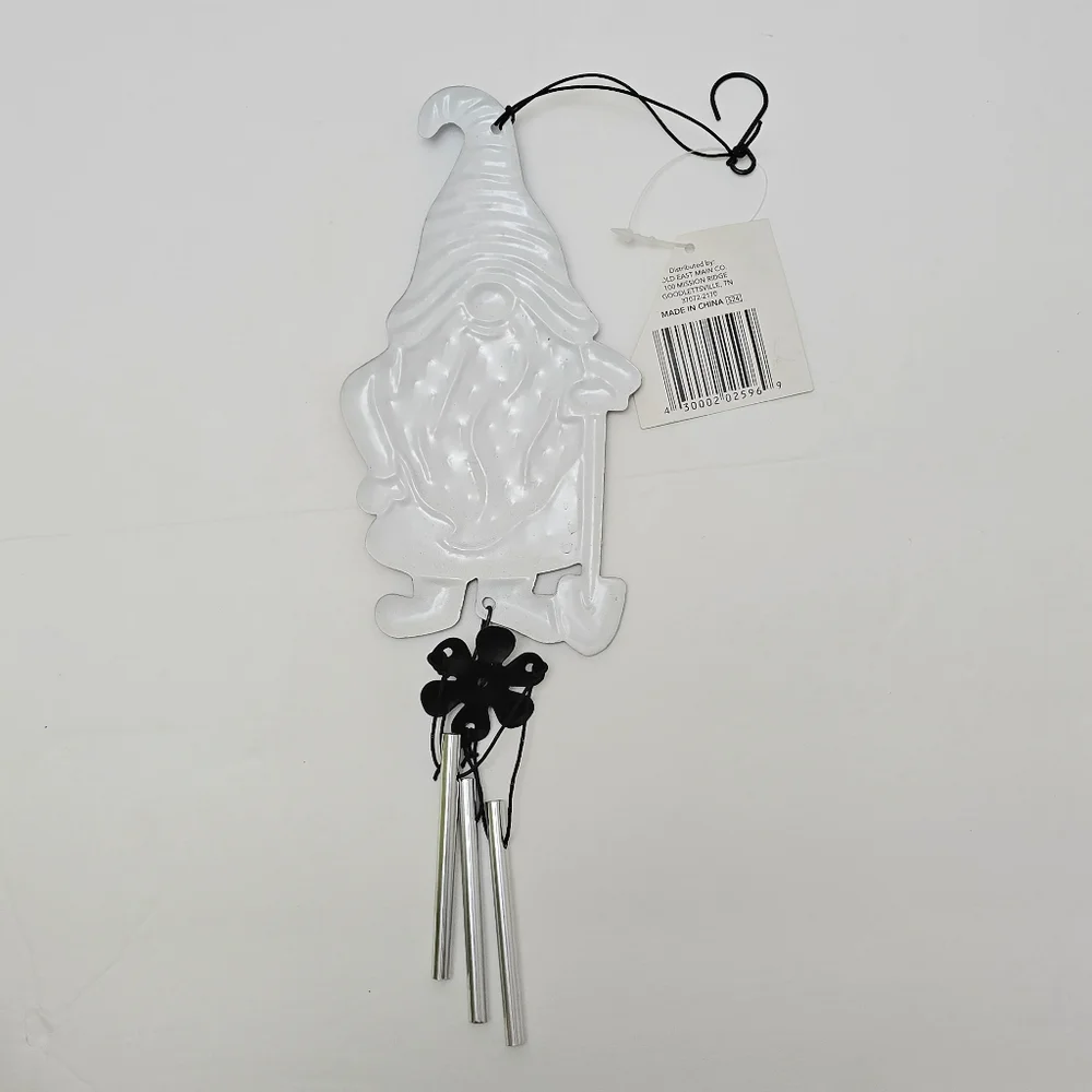NWT Garden Gnome Wind Chime Small Metal Outdoor Indoor Rustic Decor - Picture 6 of 6